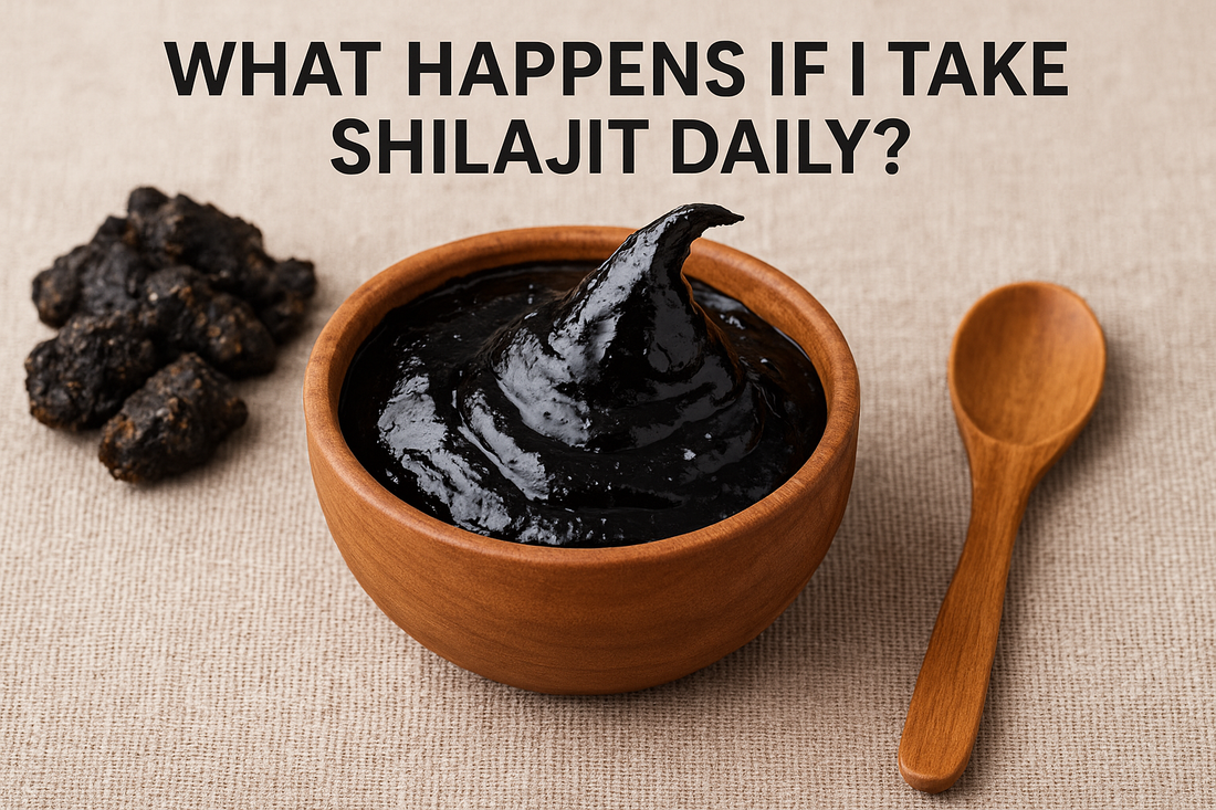 Shilajit Gold+ capsule bottle in morning wellness setting