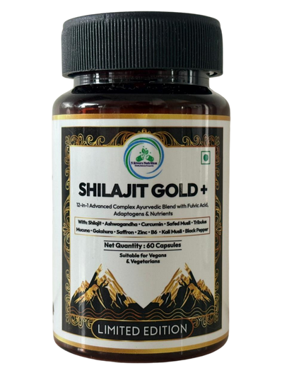 Shilajit Gold+ Capsules 60ct – 79.22% Fulvic Acid, Vegan & Lab-Tested by Eurofins | 5 Rivers Nutrition