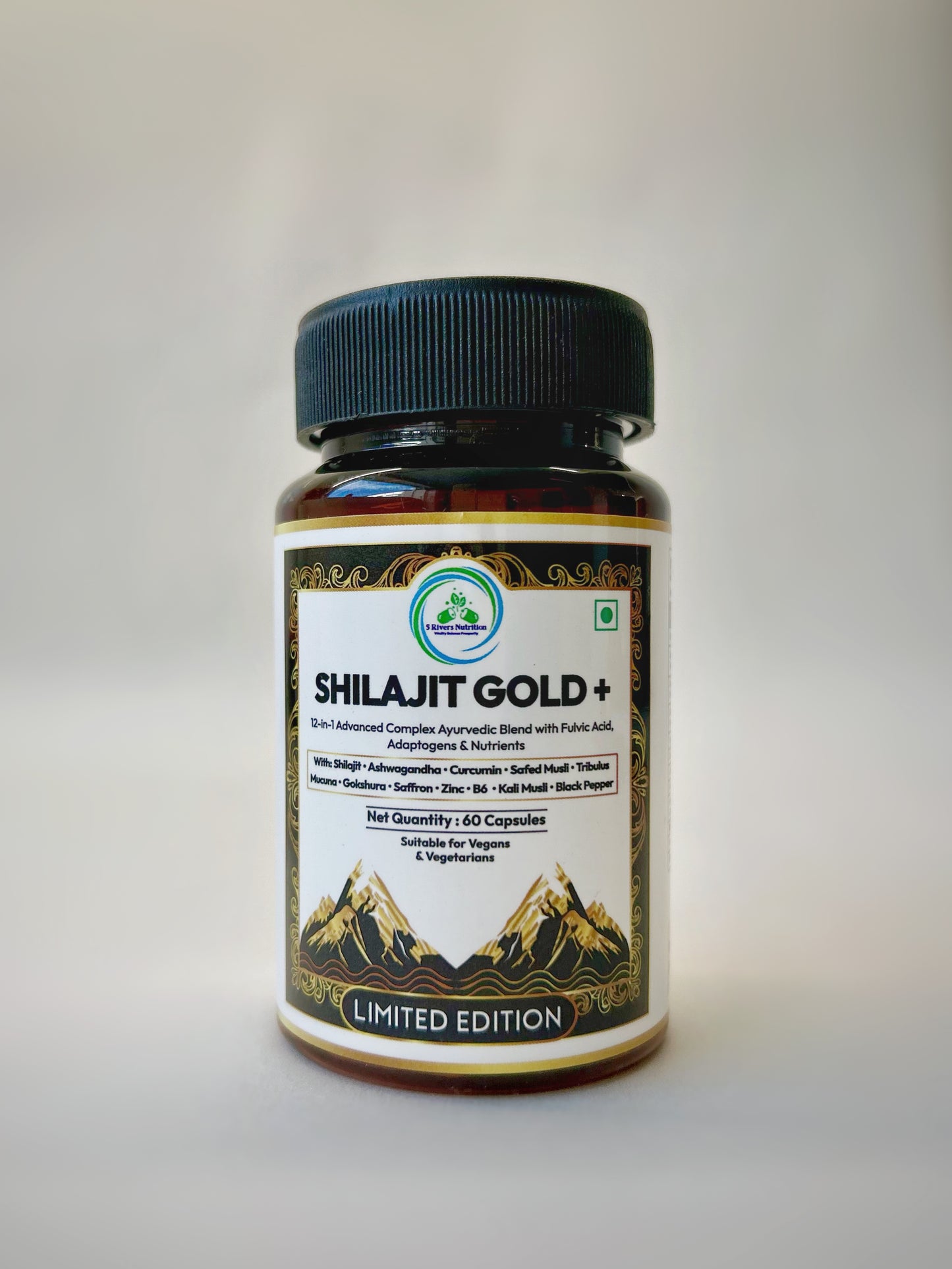 Himalayan Shilajit Capsules (60 ct) – 79 % Fulvic Acid, Vegan & Lab‑Tested Adaptogen Complex