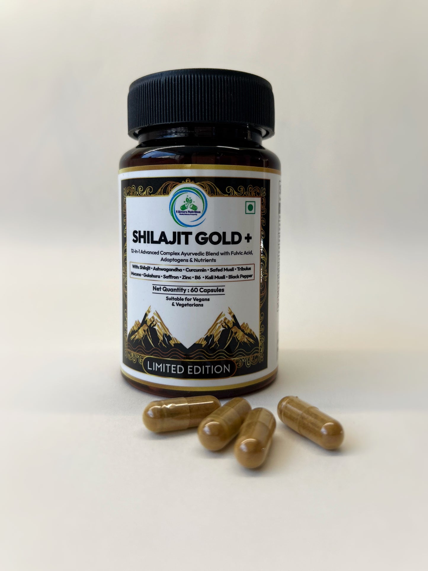 Himalayan Shilajit Capsules (60 ct) – 79 % Fulvic Acid, Vegan & Lab‑Tested Adaptogen Complex